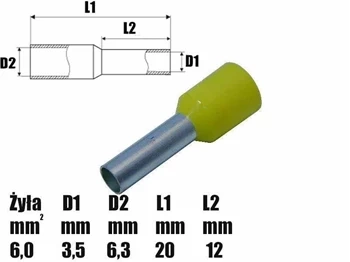 Tulejka kablowa izolowana 6mm² 12mm - końcówka tulejkowa SGE 601245