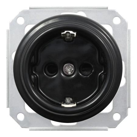 2x Gniazdo Schuko okrągłe + Gniazdo USB A+C 4A czarne z ramką potrójną jasne drewno, montaż podtynkowy, Ceramic Loft