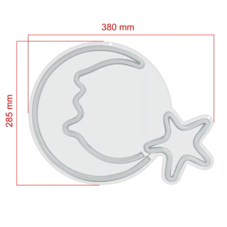 Neon LED "księżyc", dekoracja LED 38x28,5cm zasilanie z baterii lub USB