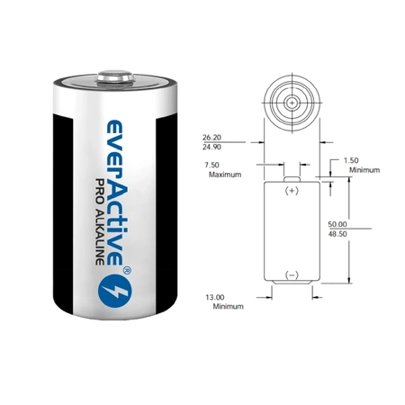 Bateria R14 (C) 1.5V alkaliczna everActive Pro, 2szt