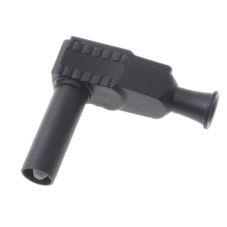 Wtyk bezpieczny 4mm z tuleją stałą kątowy 20A 1000V CAT III, czarny