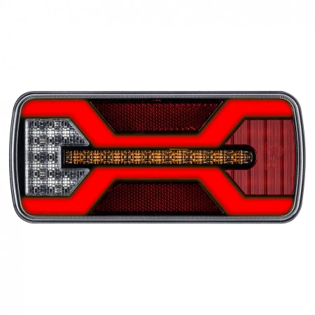 Lampa tylna LED do przyczepy, X-SPIDER 1, 4 funkcje: pozycyjne, kierunkowskaz, stop, odblask, 69 LED, IP67, L2427