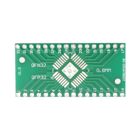 Adapter płytkowy QFN32 / QFP32, raster 0,65 mm / 0,8 mm na DIP32 do prototypowania układów SMD, PU27