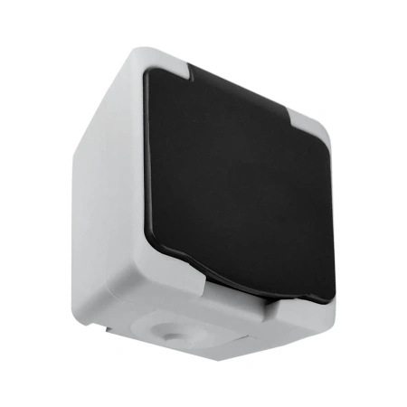 Gniazdo pojedyncze ORNO AQUATIC MINI IP54 16A 230V natynkowe biało-czarne