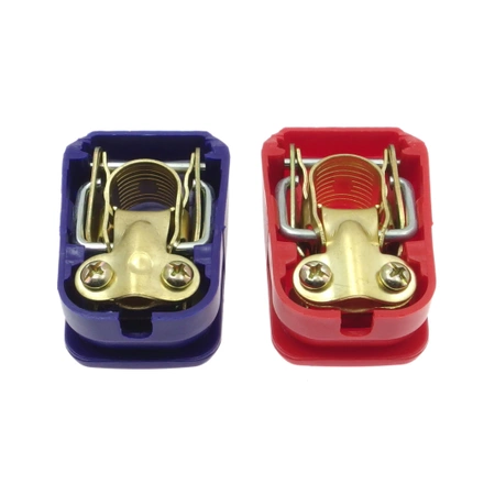 Klemy do akumulatora samozaciskowe, komplet: dodatnia + ujemna