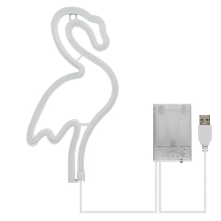 Neon LED "flaming", dekoracja LED 15x28,5cm zasilanie z baterii lub USB