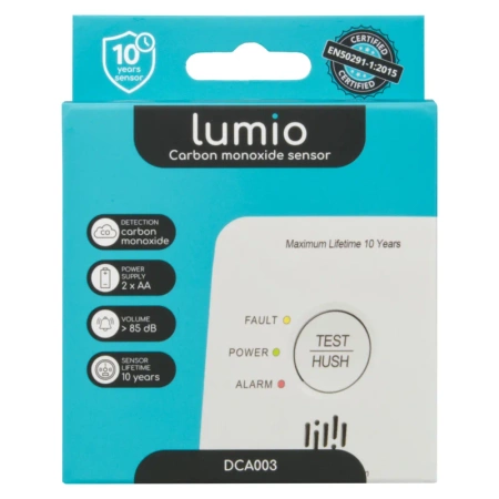 Czujnik czadu LUMIO DCA003 - zasilanie 2 baterie AA, 85dB, żywotność czujnika do 10 lat