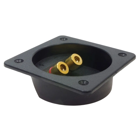Terminal głośnikowy 2-pin 80 × 80 mm, zaciski zakręcane i bananowe