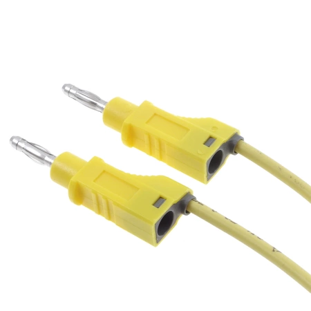 Przewód PVC 2.5mm2 z 2 wtykami prostymi 4mm 32A z dodatkowym gniazdem 4mm, 1.5m żółty