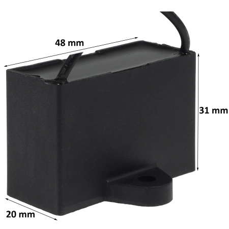 Kondensator rozruchowy do silnika 6uF 450VAC, przewody 20cm, 48x20x31mm