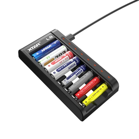 Ładowarka 8-kanałowa do ogniw AA i AAA Li-ion 1,5 V oraz Ni-MH, QC 3.0, Xtar L8