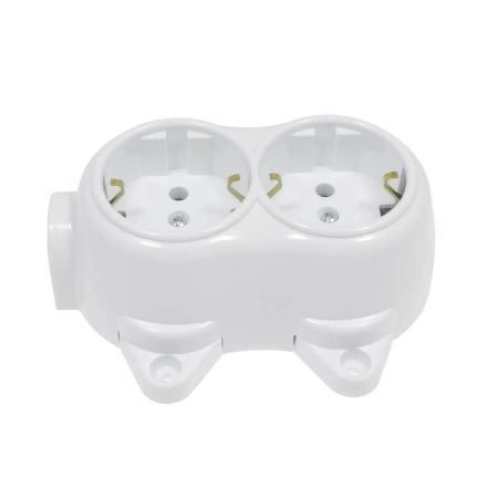 Gniazdo elektryczne Schuko podwójne, montaż natynkowy, kolor biały, seria Retro PRL