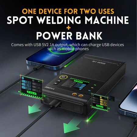 Zgrzewarka do ogniw - spawarka punktowa FNIRSI SWM10 z kolorowym wyświetlaczem i funkcją powerbank
