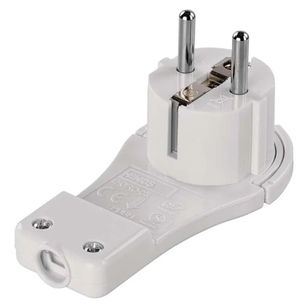 Płaski wtyk sieciowy 230V z uziemieniem, kątowy, P0066