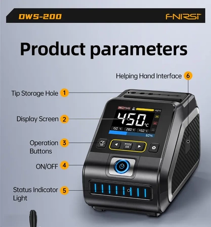 Stacja lutownica 200W z kolbą F245, FNIRSI DWS200