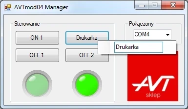Moduł przekaźników sterowanych przez port USB, AVTMOD04