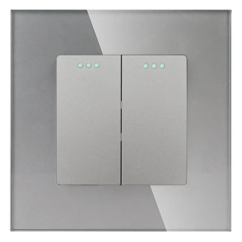 Włącznik światła szklany schodowy podwójny - szary - Tawoia Glass