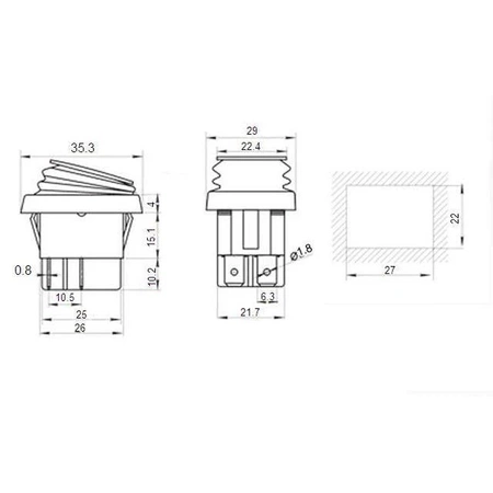 Włącznik ON-OFF KCD4-MB 16A 250V podwójny IP65 zielony