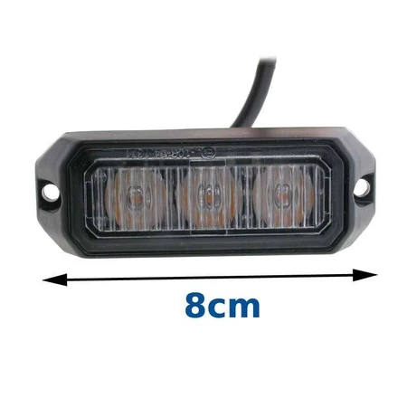 Lampa ostrzegawcza LED do pojazdu, sygnalizacyjna, 3 LED, światło pomarańczowe, R10, LW0023-5M