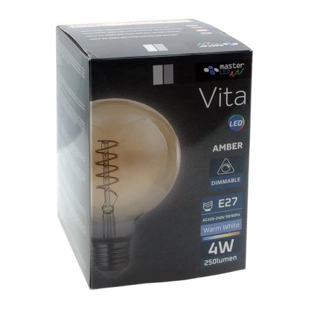Żarówka LED E27 Filament dimmable G95 250lm 4W 2200K amber