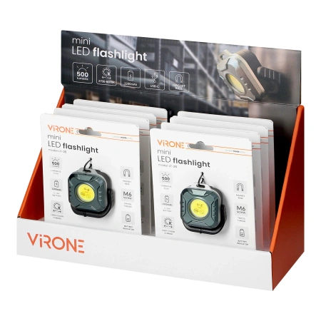 Mini Latarka LED COB 500lm + światło czerwone - 1200mAh, Virone LT-25