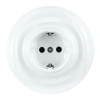 Gniazdo elektryczne Schuko okrągłe białe ceramiczne podtynkowe z ramką - Ceramic Loft