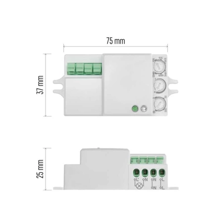 Mikrofalowy czujnik ruchu PIR MW 1200 W biały, IP20, EMOS G1210
