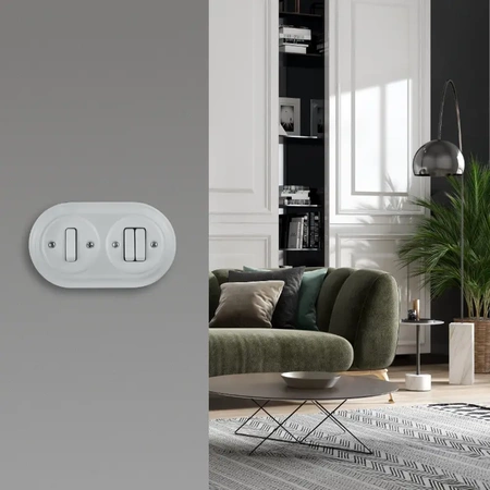 Ramka podwójna ceramiczna biała Ceramic Loft