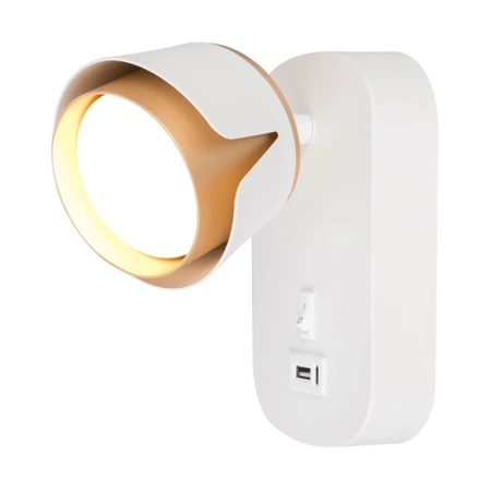 Kinkiet GX53 z USB, oświetlenie do czytania, biały+złoty, XUDO IK271W