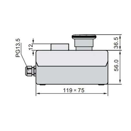 Przełącznik bezpieczeństwa przyciskowy w obudowie 119x75x56mm, ON-(OFF)+OFF-(ON), 2 tory, czerwony+zielony