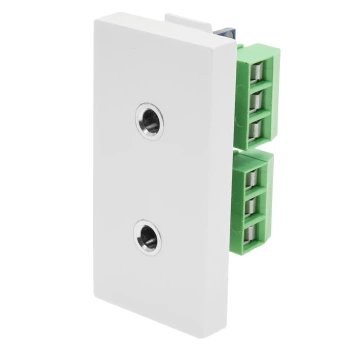 Moduł 1/2 - 2 gniazda słuchawkowe jack 3.5 - biały - kompatybilny z ramkami Tawoia Glass