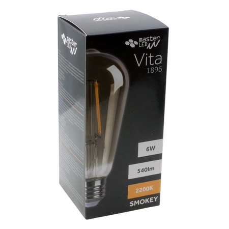 Żarówka LED E27 Filament Vita ST64 540lm 6W 2200K dymiona