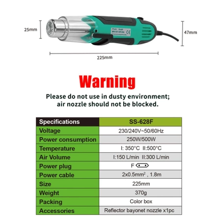 Mini opalarka 350-550°C Proskit SS-628F