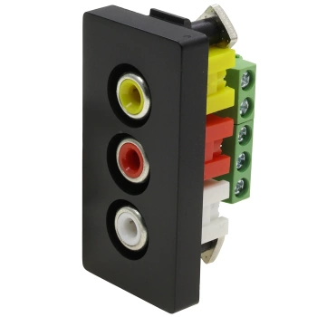 Moduł 1/2 - 3 gniazda RCA Audio&Video - czarny - kompatybilny z ramkami Tawoia Glass