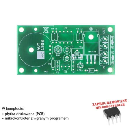 Bedlight - sterownik oświetlenia nocnego PIR 12 V - PCB i mikroprocesor do projektu AVT 1996