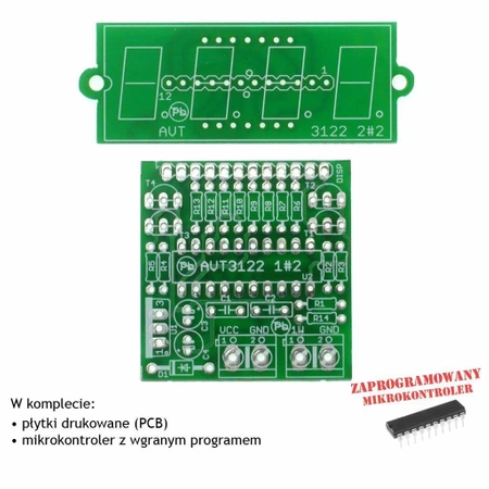 Termometr z wyświetlaczem LED, PCB's i mikroprocesor do projektu AVT3122