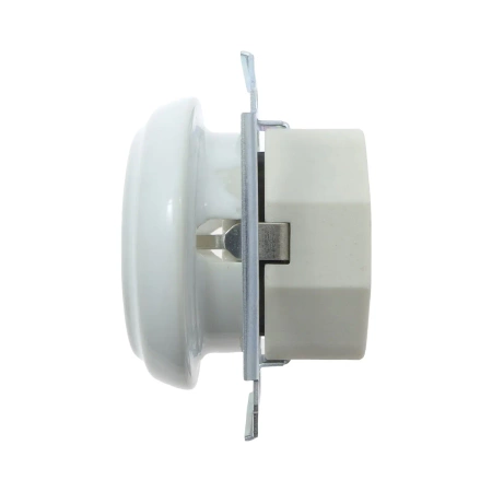 Gniazdo elektryczne Schuko ceramiczne okrągłe bez ramki, montaż podtynkowy, kolor biały Ceramic Loft