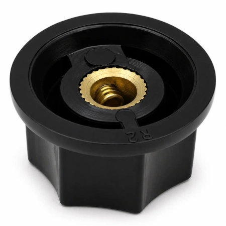 Gałka z kołnierzem do potencjometru na oś 6mm - 22x16mm - z bakelitu, czarna - GBS22