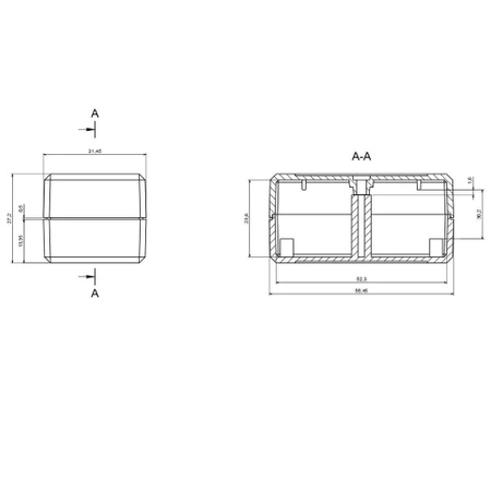 Obudowa 31x56, h=27mm, ABS, Z130 biała