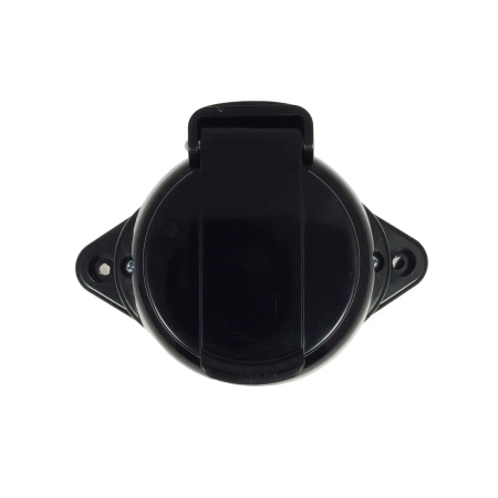 Gniazdo elektryczne bryzgoszczelne IP44 z klapką, montaż natynkowy, kolor czarny, seria Retro PRL