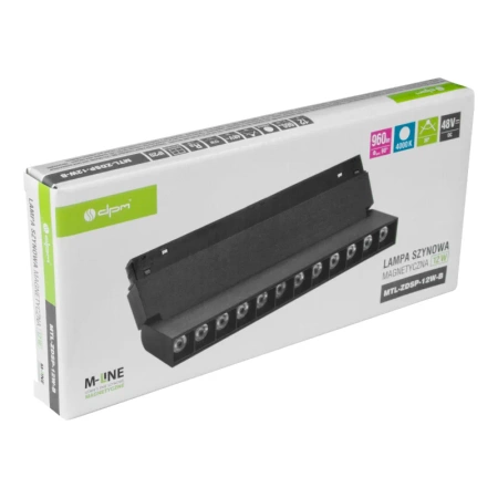 Reflektor szynowy magnetyczny liniowy 12W 960lm 4000K czarny M-LINE