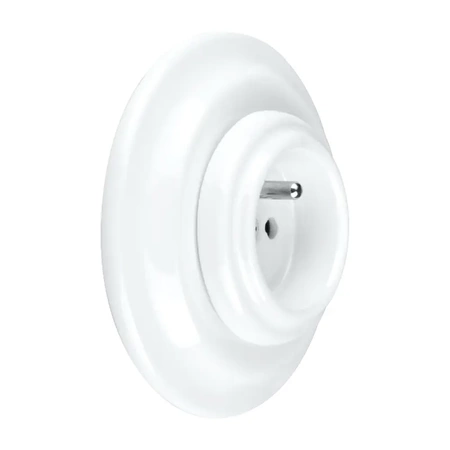 Gniazdo elektryczne z ramką, ceramiczne, montaż podtynkowy, kolor biały Ceramic Loft