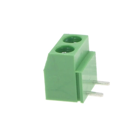 Złącze śrubowe do druku, 2 pola, raster 5mm, wysokość 10,2mm, wyprowadzenia kątowe, 300V / 10A, Degson DG126R