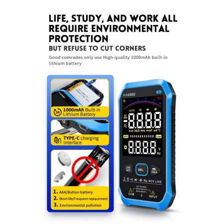 Inteligenty miernik cyfrowy z dużym wyświetlaczem, FNIRSI SMART S1