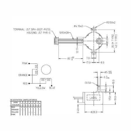 Silnik krokowy 28BYJ-48 z przekładnią - 5V 0.3A 0.03Nm - Arduino