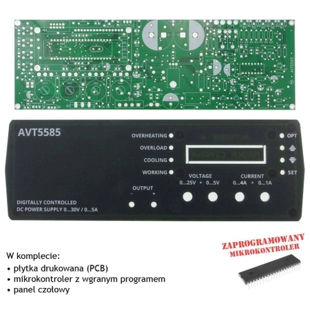Zasilacz laboratoryjny 0-30V 5A - PCB i mikroprocesor do projektu AVT 5585