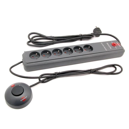 Listwa zasilająca 6 gniazd, przewód 2 m, 16 A, 3G1,5, bezpiecznik, czarna, Brennenstuhl Eco-Line Comfort Switch