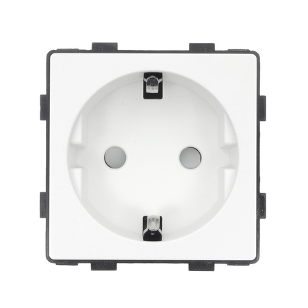 Gniazdo elektryczne pojedyncze Schuko - szklana ramka - białe - Tawoia Glass