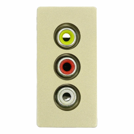 3 gniazda RCA Audio&Video złoty, moduł 1/2 do ramki Tawoia Glass