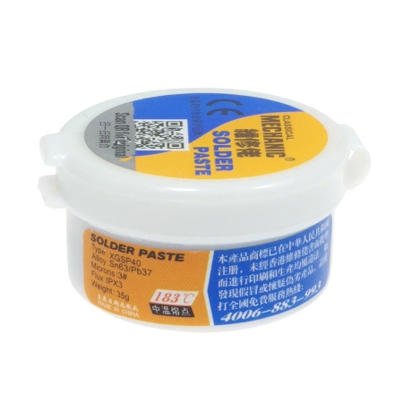 Pasta lutownicza XGSP40, Sn63/Pb37, 183°C, słoiczek 35 g, Mechanic